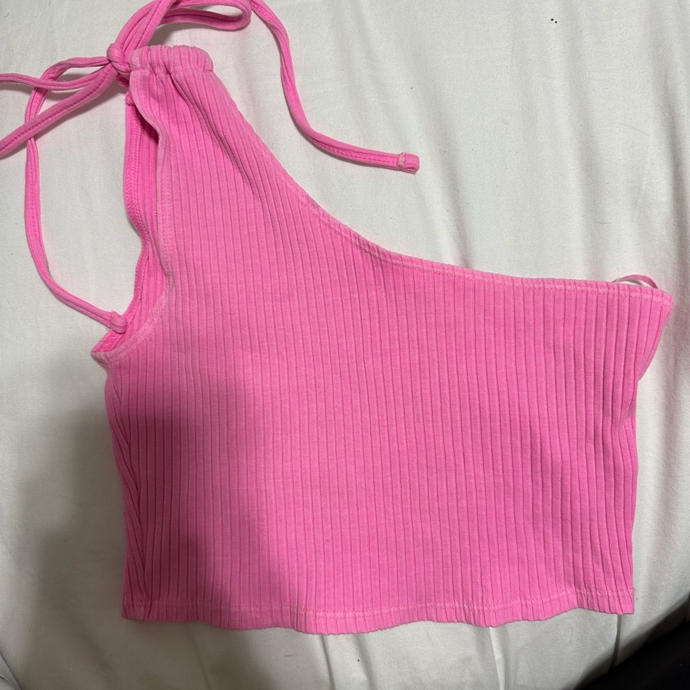 AERIE ONE SHOULDER PINK TOP
